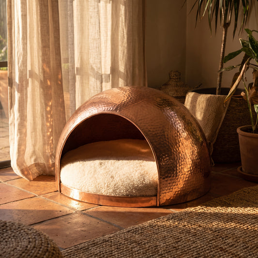 Moroccan Hand-Hammered Copper Cat Cave Bed – 45 cm