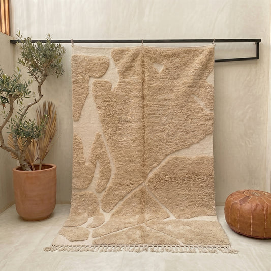 Sculptural Relief Berber Rug | Handmade Moroccan Wool Area Rug | Organic Minimalist Japandi Carpet