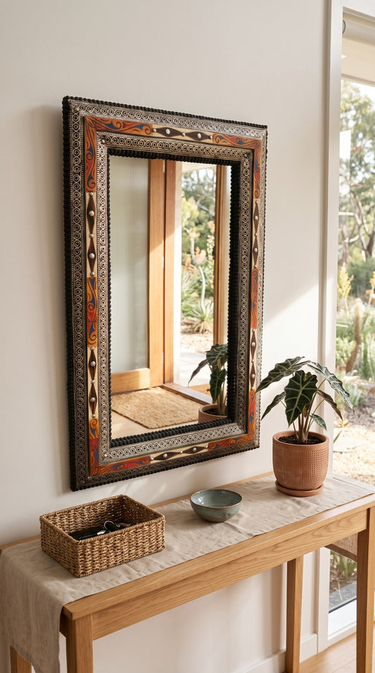 Handcrafted Moroccan Wall Mirror – Ornate Artisan Decorative Mirror