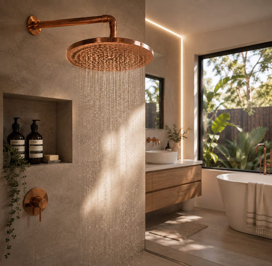 Handcrafted Moroccan Solid Copper Rainfall Shower Head | Unlacquered Copper