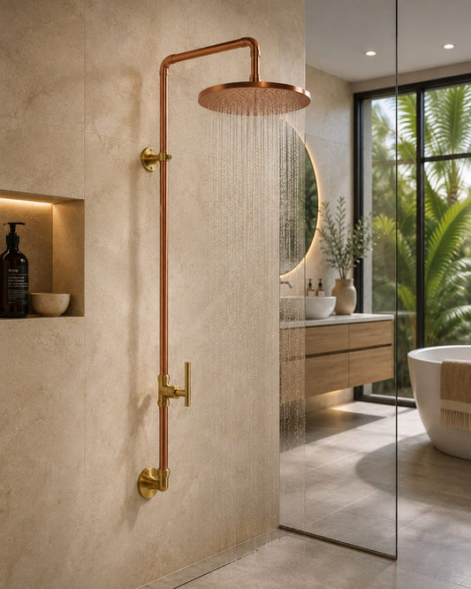 Handcrafted Moroccan Copper & Brass Rainfall Shower System