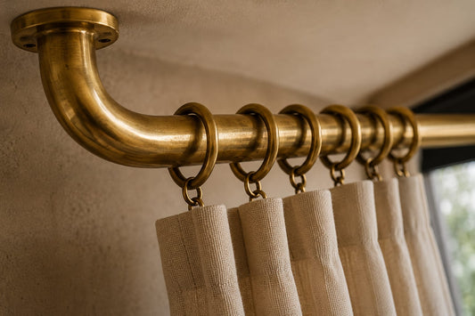 Handcrafted Solid Brass Ceiling Curtain Rod – French Return