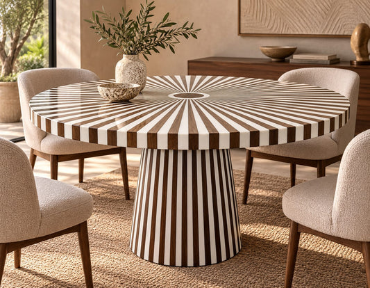 Atlas Sunburst Walnut & Resin Table