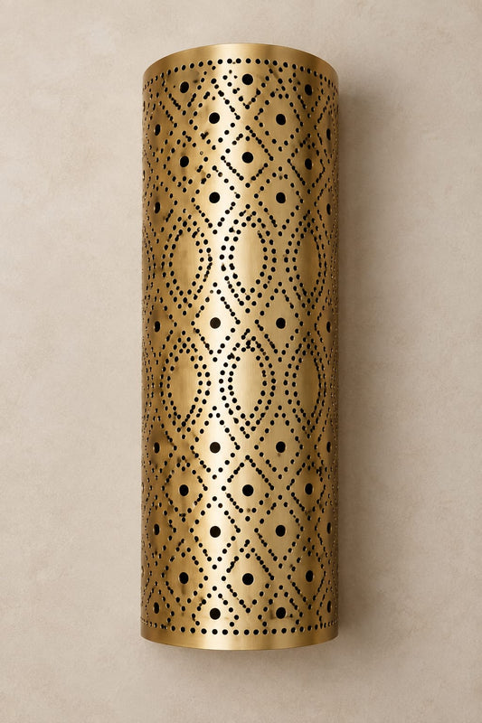 Marrakech Pierced Brass Cylinder Wall Sconce