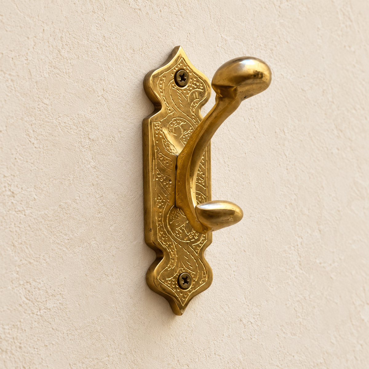 Handmade antique brass Moroccan double wall hook