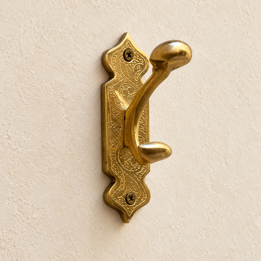 Handmade antique brass Moroccan double wall hook