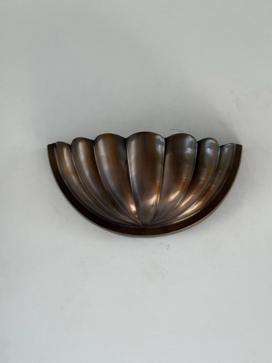 Original antique brass scallop shell wall sconce
