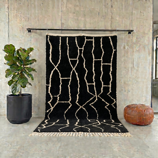 Black & Cream Beni Ourain Rug