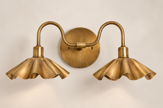 Marrakech Double Petal Brass Wall Sconce handcrafted by Sahara Collection
