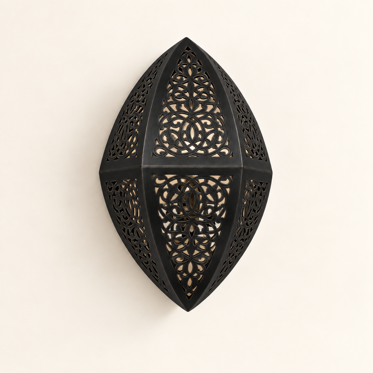 Marrakech Petal Filigree Brass Wall Sconce – Black finish