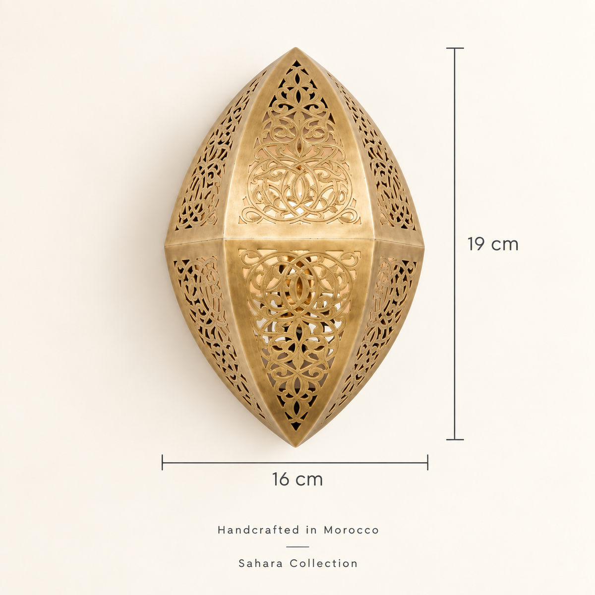 Marrakech Petal brass wall sconce dimensions 19 cm high by 16 cm wide