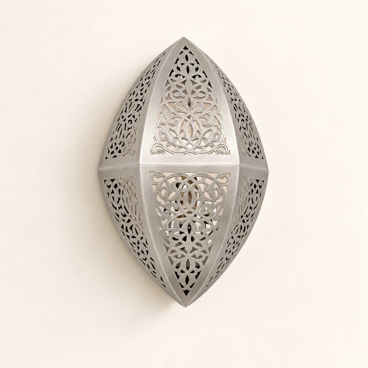 Marrakech Petal Filigree Brass Wall Sconce – Matte Silver finish