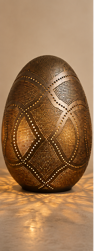 Moroccan egg lamp Antique Bronze finish