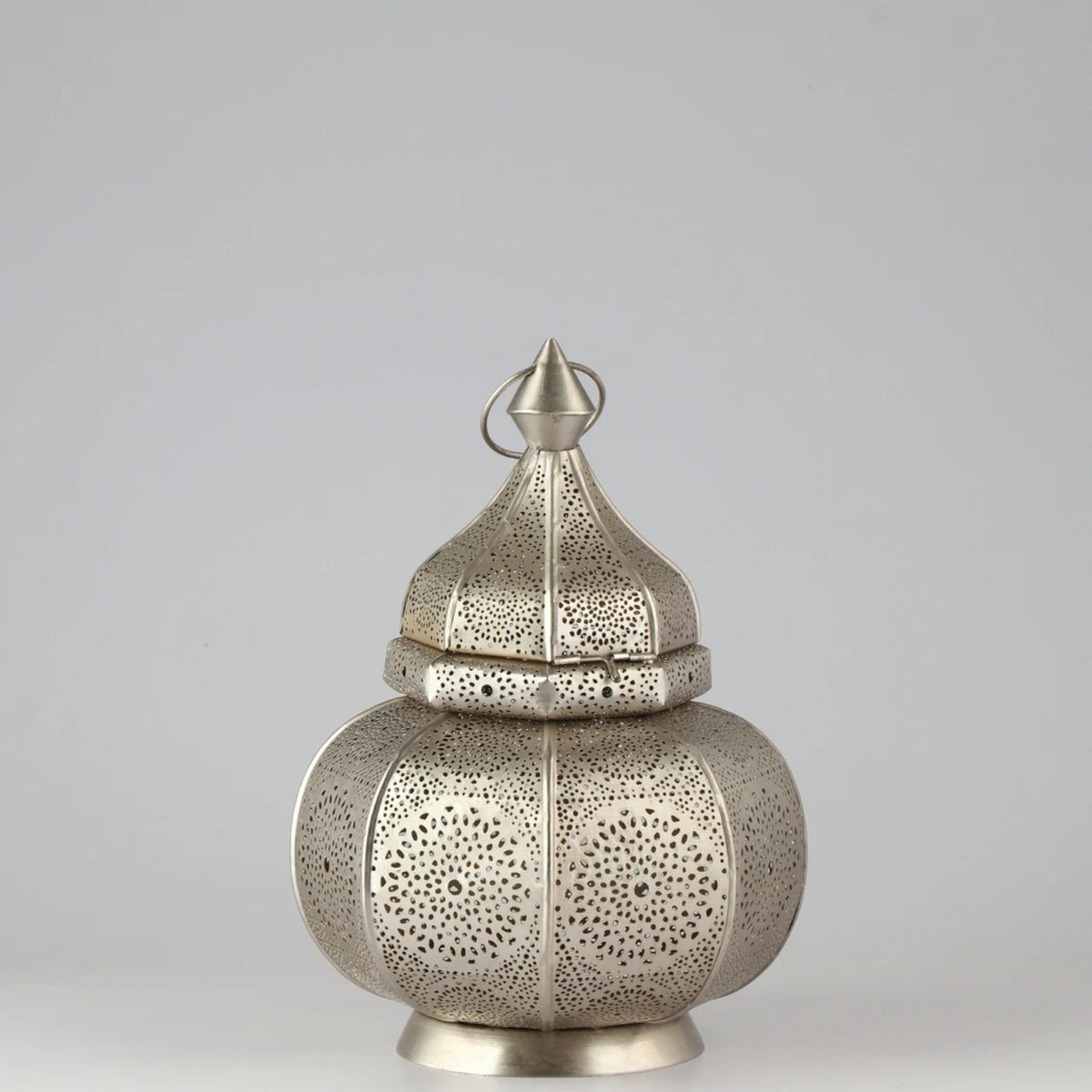 Handmade silver Moroccan pierced metal lantern