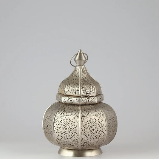 Handmade silver Moroccan pierced metal lantern