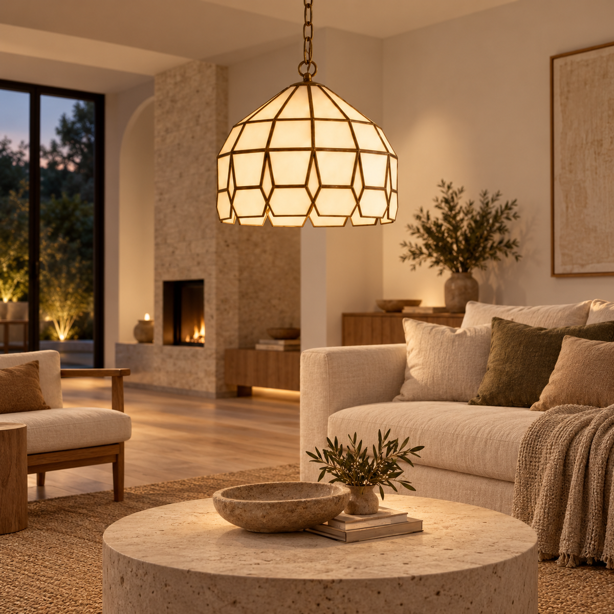 Moroccan pendant light in a warm Australian living room