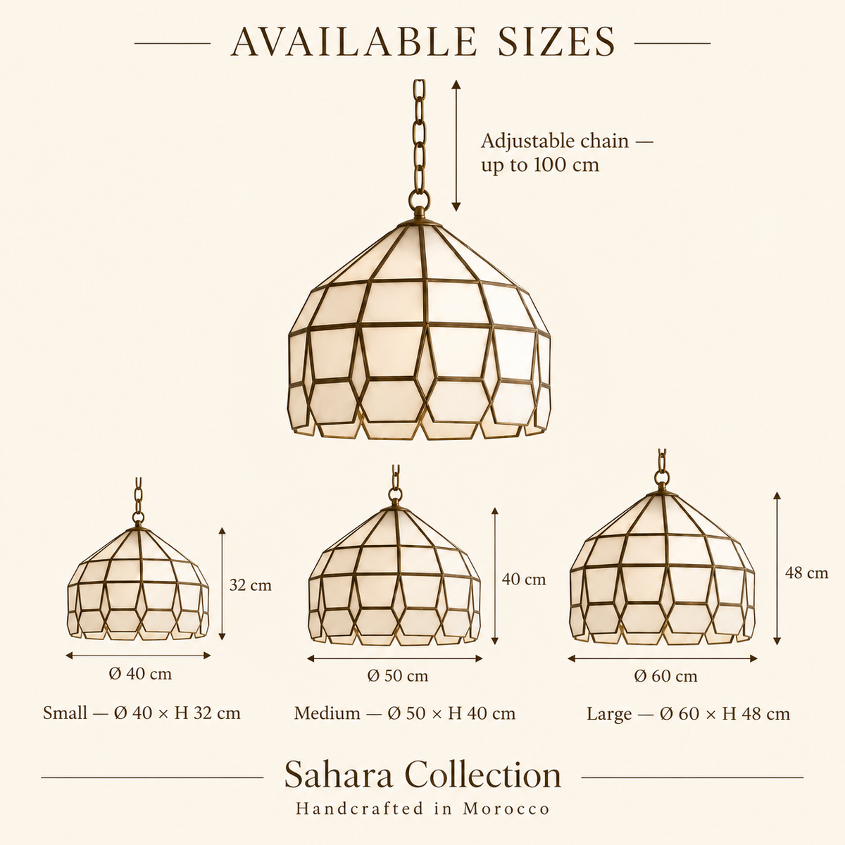 Moroccan pendant light size guide