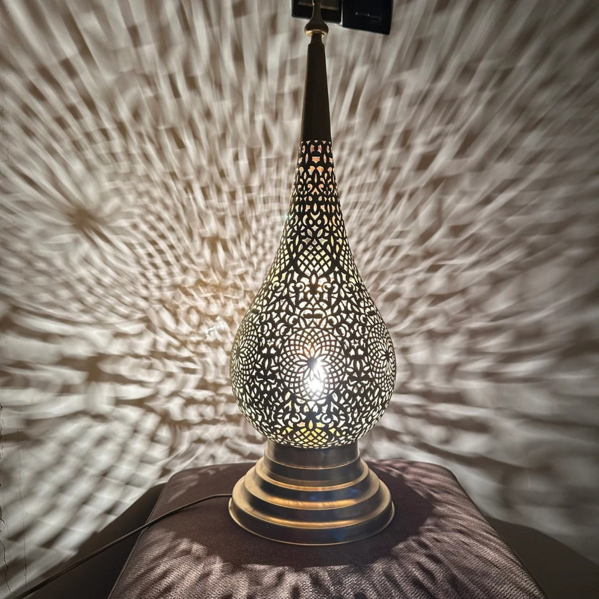 Original illuminated Moroccan teardrop table lamp