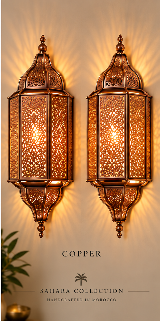 Moroccan wall sconces copper finish