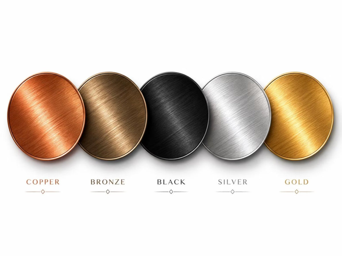 Available finishes Copper Bronze Black Silver and Gold