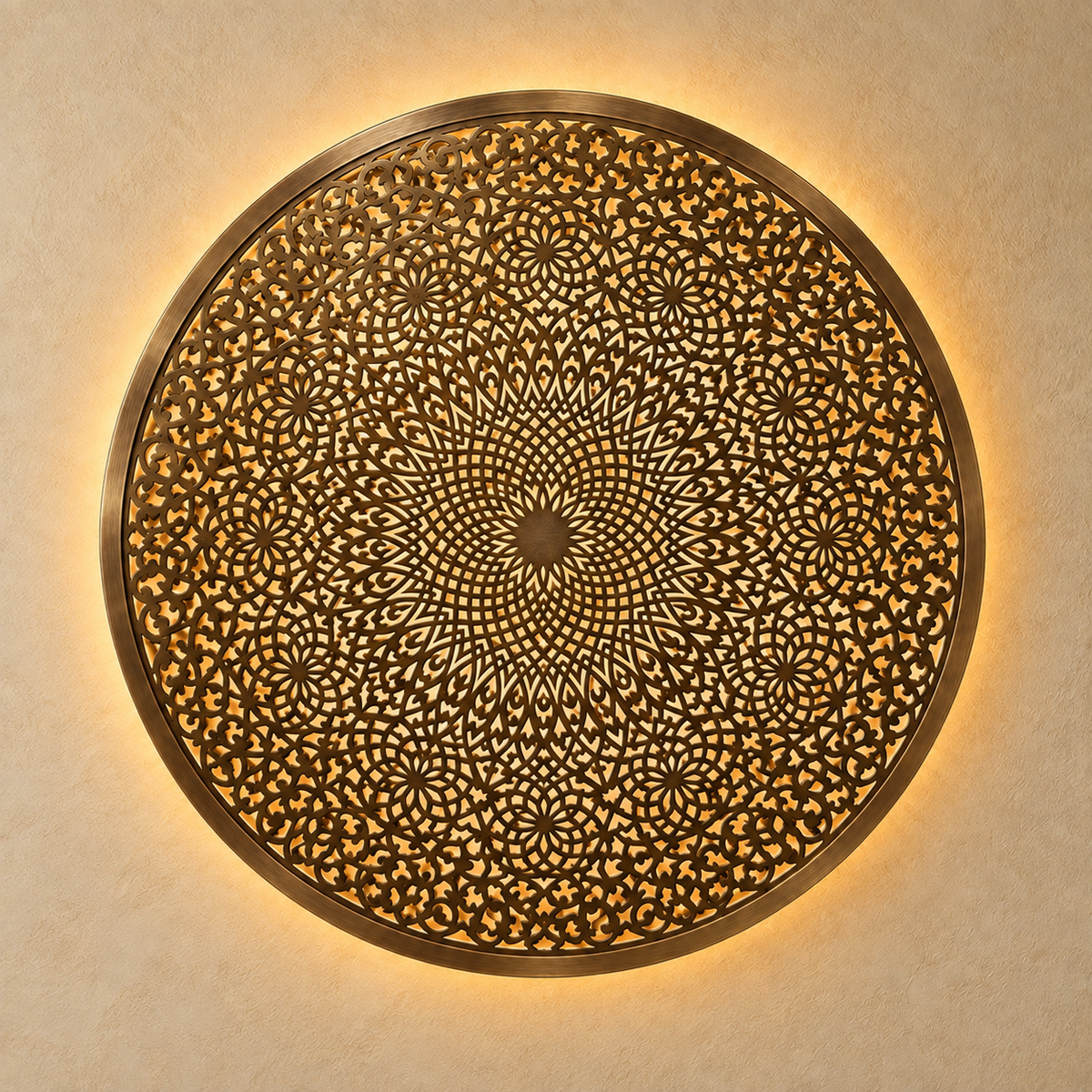Round Moroccan wall lamp in bronze finish