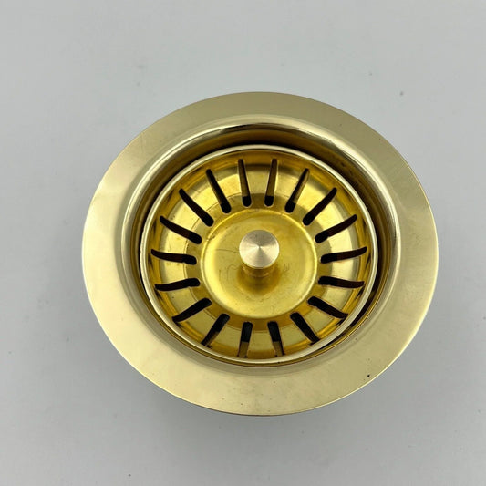 Handcrafted Unlacquered Brass Kitchen Sink Basket Strainer – 90 mm